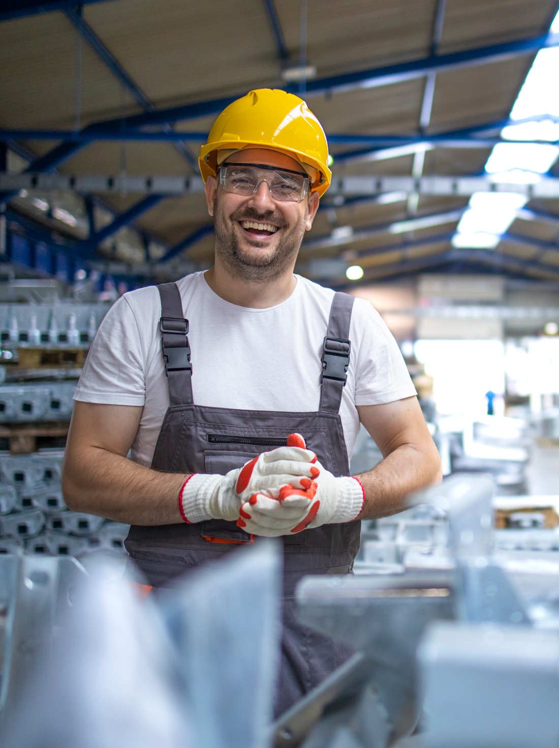 2portrait factory worker protective equipment production hall